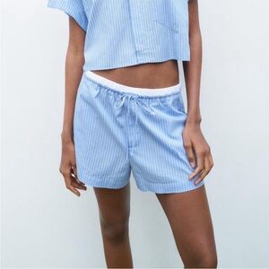 Zara Blue Stripe Boxer and Boxy Crop Top Set